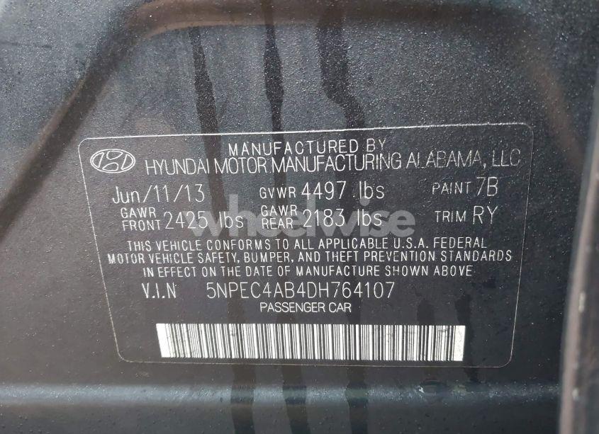 Photo 9 of 2013 Hyundai Sonata SE 2.0T (VIN 5NPEC4AB4DH764107)