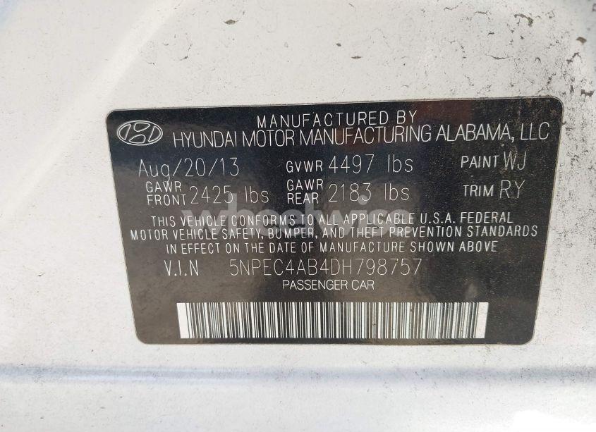Photo 9 of 2013 Hyundai Sonata SE 2.0T (VIN 5NPEC4AB4DH798757)