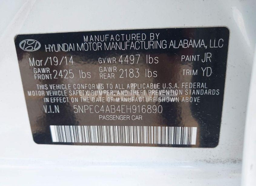 Photo 9 of 2014 Hyundai Sonata LIMITED 2.0T (VIN 5NPEC4AB4EH916890)