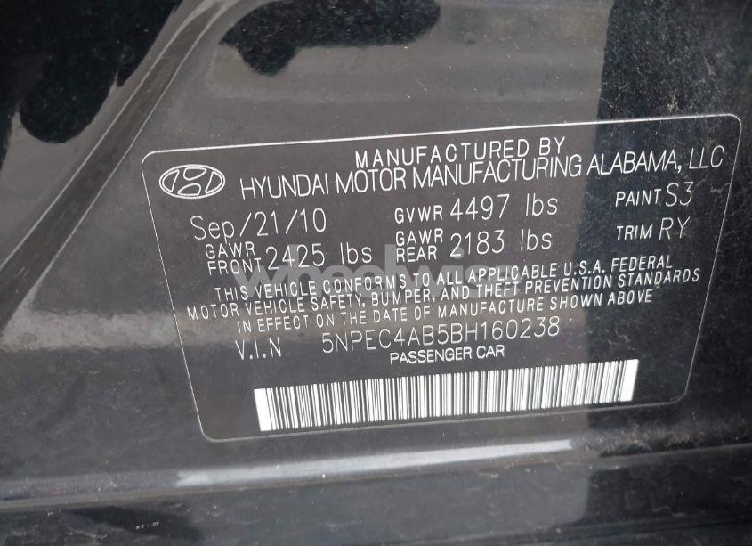 Photo 9 of 2011 Hyundai Sonata SE 2.0T (VIN 5NPEC4AB5BH160238)