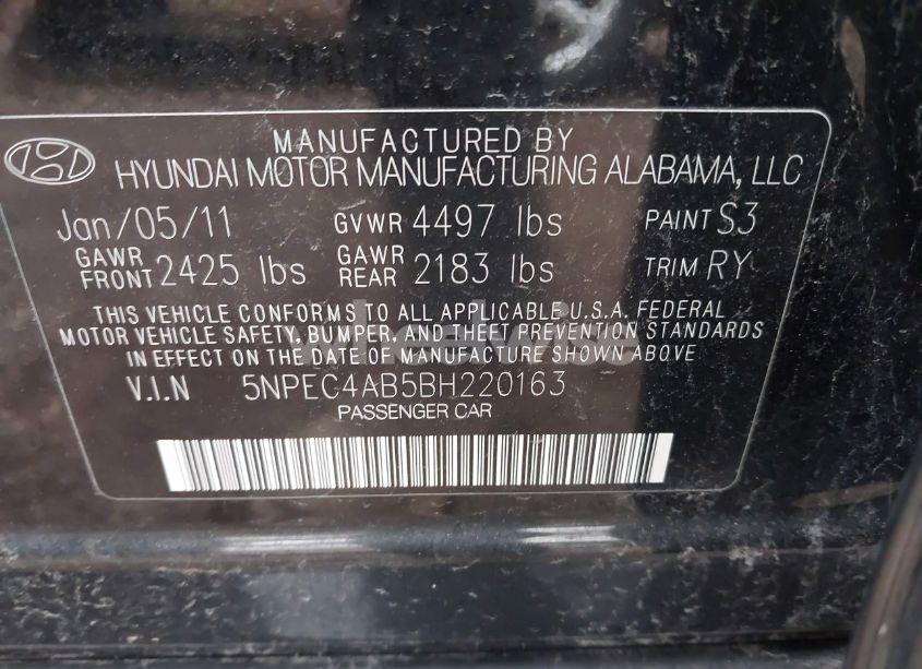 Photo 9 of 2011 Hyundai Sonata SE 2.0T (VIN 5NPEC4AB5BH220163)