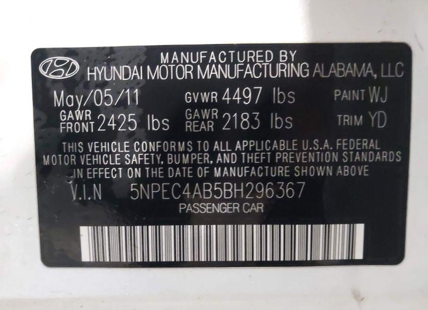 Photo 9 of 2011 Hyundai Sonata LIMITED 2.0T (VIN 5NPEC4AB5BH296367)