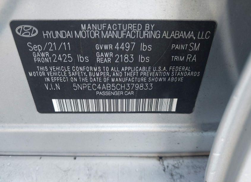 Photo 9 of 2012 Hyundai Sonata LIMITED 2.0T (VIN 5NPEC4AB5CH379833)