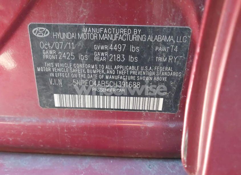 Photo 9 of 2012 Hyundai Sonata SE 2.0T (VIN 5NPEC4AB5CH391688)