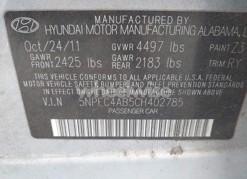 Photo 9 of 2012 Hyundai Sonata SE 2.0T (VIN 5NPEC4AB5CH402785)