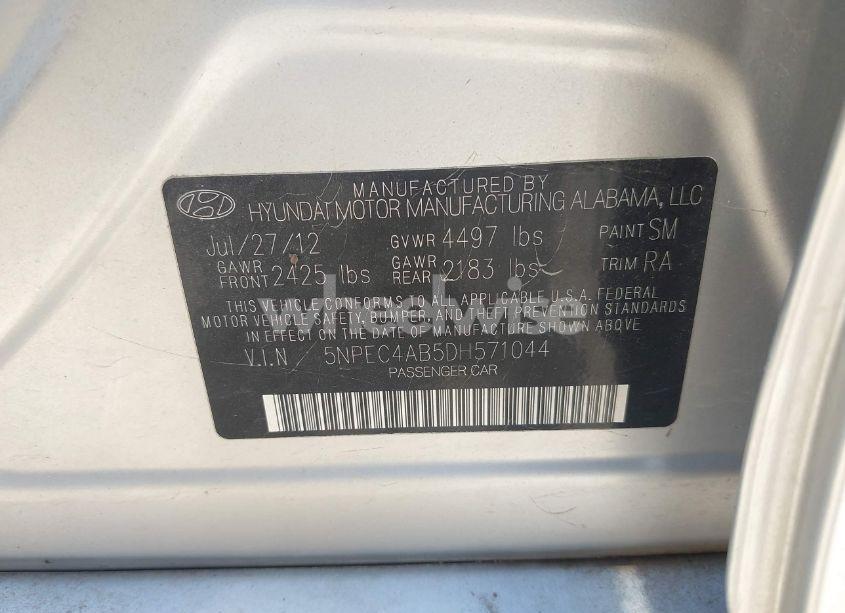 Photo 9 of 2013 Hyundai Sonata LIMITED 2.0T (VIN 5NPEC4AB5DH571044)