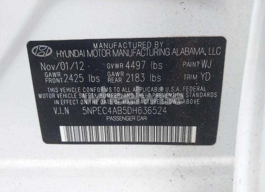 Photo 9 of 2013 Hyundai Sonata LIMITED 2.0T (VIN 5NPEC4AB5DH636524)