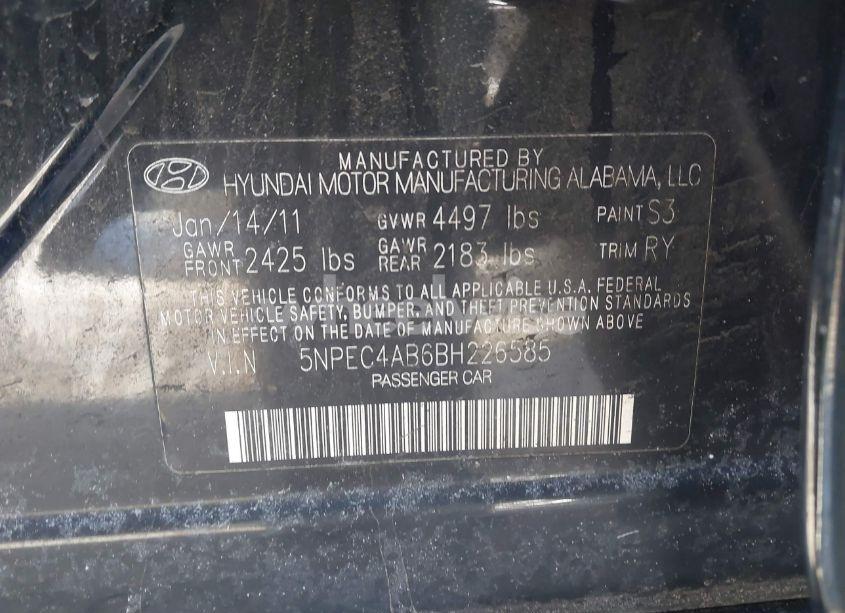 Photo 9 of 2011 Hyundai Sonata LIMITED 2.0T (VIN 5NPEC4AB6BH226585)
