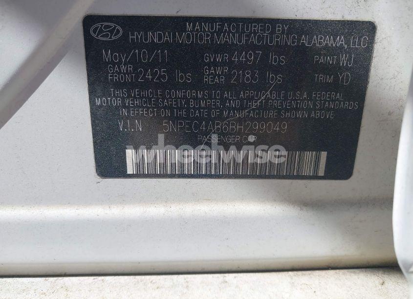 Photo 9 of 2011 Hyundai Sonata LIMITED 2.0T (VIN 5NPEC4AB6BH299049)