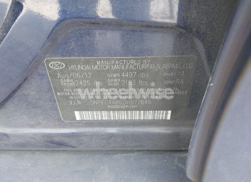 Photo 9 of 2013 Hyundai Sonata LIMITED 2.0T (VIN 5NPEC4AB6DH577645)