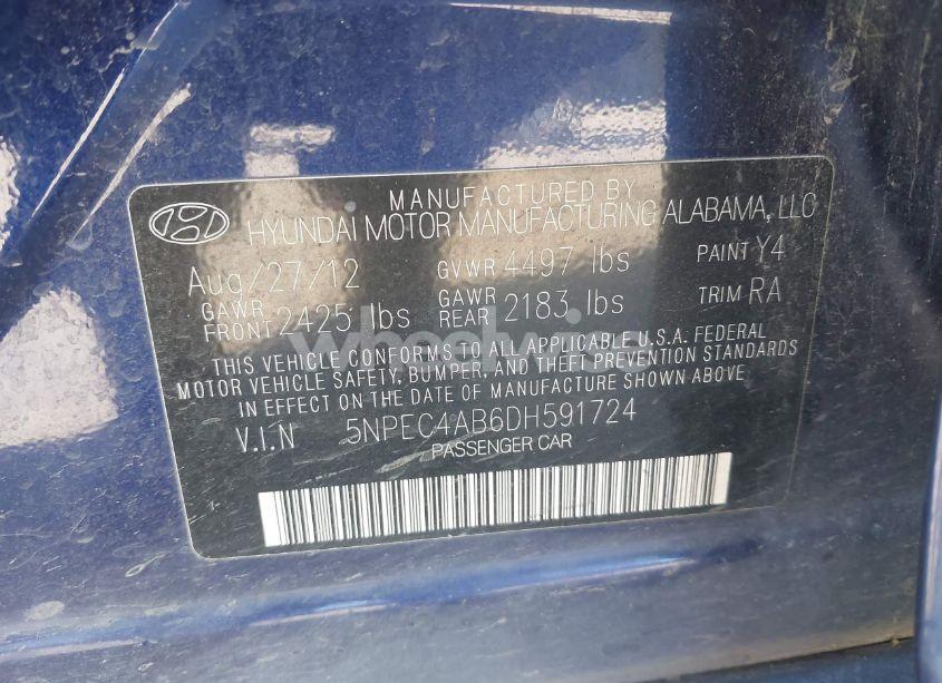 Photo 9 of 2013 Hyundai Sonata LIMITED 2.0T (VIN 5NPEC4AB6DH591724)