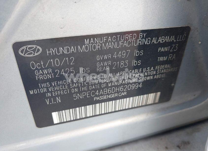 Photo 9 of 2013 Hyundai Sonata LIMITED 2.0T (VIN 5NPEC4AB6DH620994)