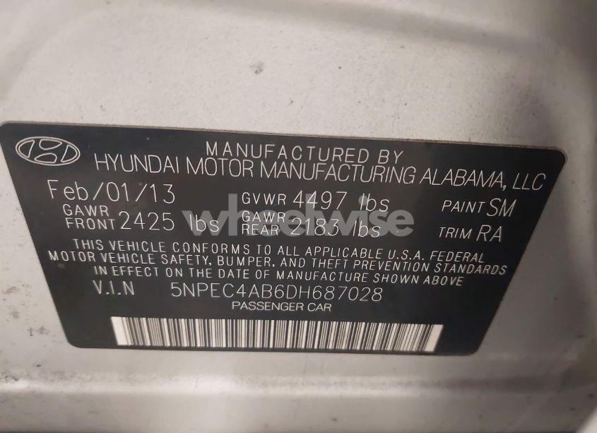 Photo 9 of 2013 Hyundai Sonata LIMITED 2.0T (VIN 5NPEC4AB6DH687028)