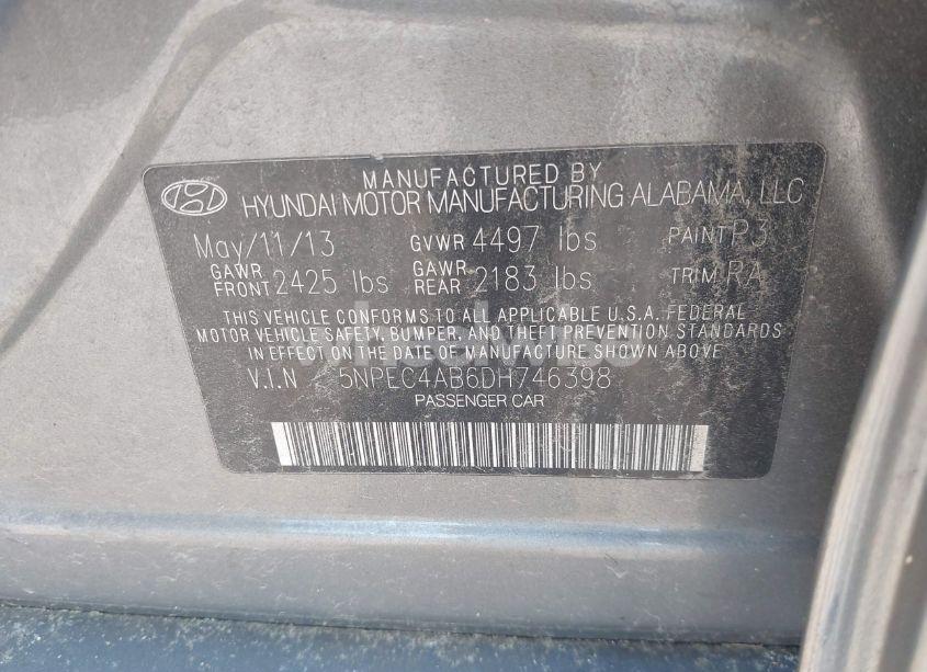 Photo 9 of 2013 Hyundai Sonata SE 2.0T (VIN 5NPEC4AB6DH746398)