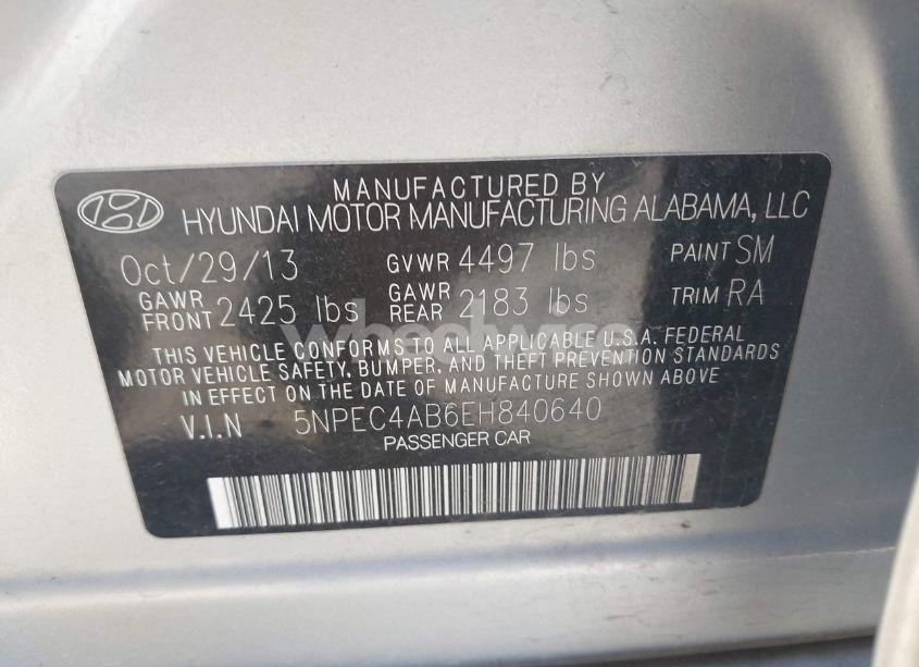 Photo 9 of 2014 Hyundai Sonata SE 2.0T (VIN 5NPEC4AB6EH840640)