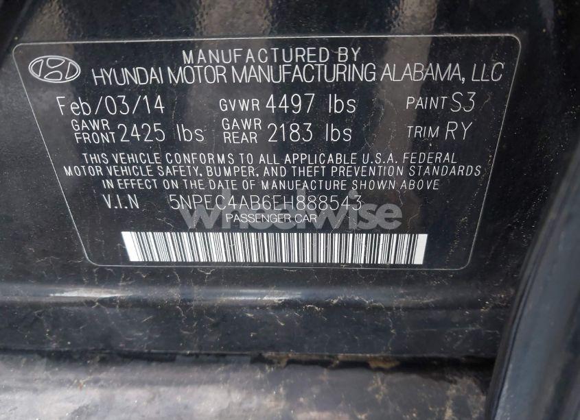 Photo 9 of 2014 Hyundai Sonata SE 2.0T (VIN 5NPEC4AB6EH888543)