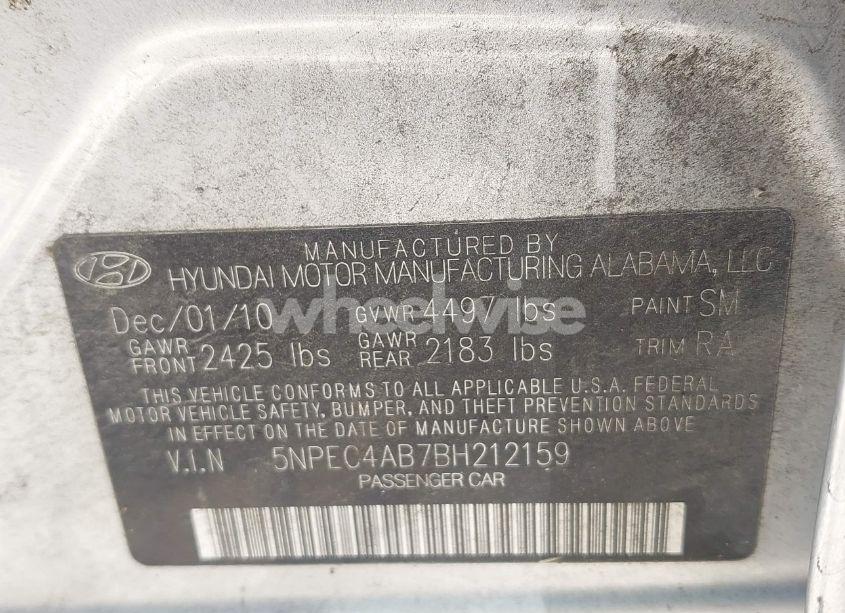 Photo 9 of 2011 Hyundai Sonata SE 2.0T (VIN 5NPEC4AB7BH212159)