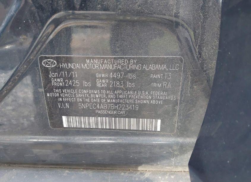 Photo 9 of 2011 Hyundai Sonata SE 2.0T (VIN 5NPEC4AB7BH223419)