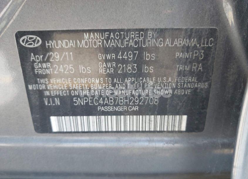 Photo 9 of 2011 Hyundai Sonata LIMITED 2.0T (VIN 5NPEC4AB7BH292708)