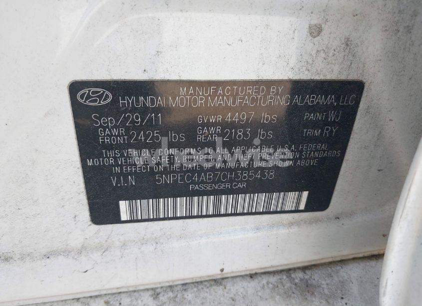 Photo 9 of 2012 Hyundai Sonata LIMITED 2.0T (VIN 5NPEC4AB7CH385438)