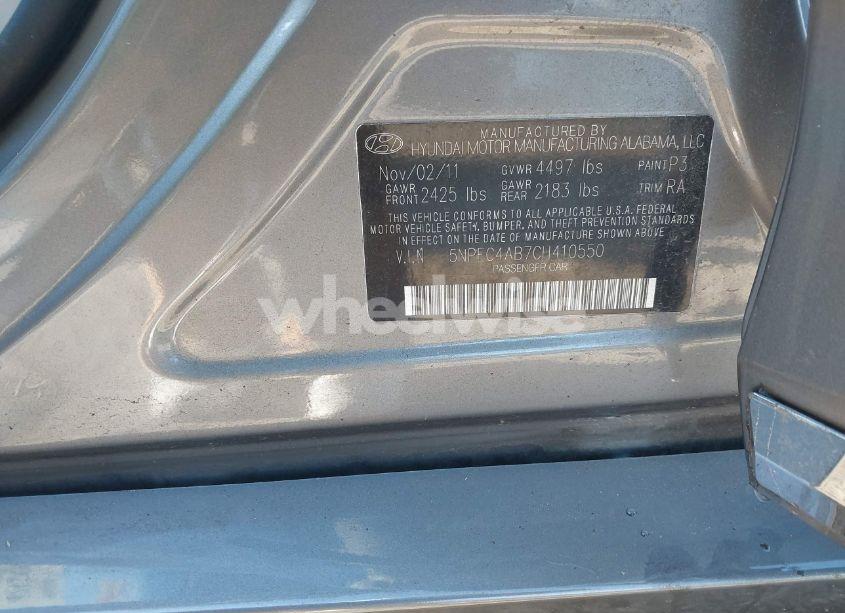 Photo 9 of 2012 Hyundai Sonata SE 2.0T (VIN 5NPEC4AB7CH410550)