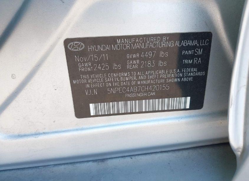 Photo 9 of 2012 Hyundai Sonata SE 2.0T (VIN 5NPEC4AB7CH420155)