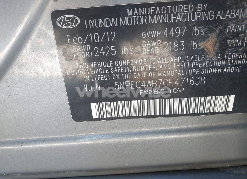 Photo 9 of 2012 Hyundai Sonata SE 2.0T (VIN 5NPEC4AB7CH471638)
