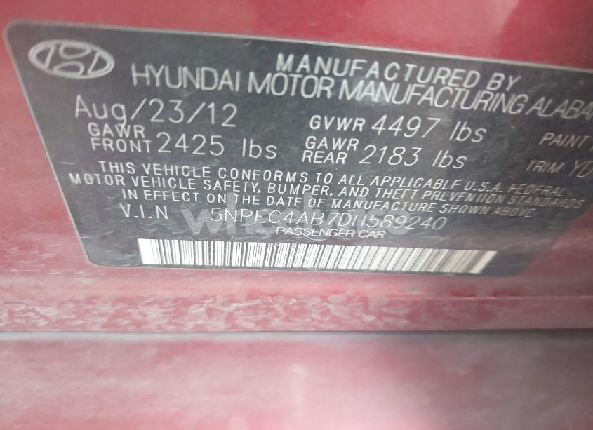 Photo 9 of 2013 Hyundai Sonata LIMITED 2.0T (VIN 5NPEC4AB7DH589240)