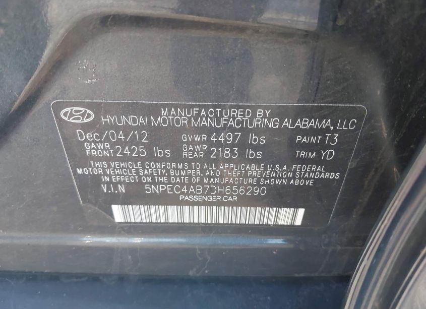 Photo 9 of 2013 Hyundai Sonata LIMITED 2.0T (VIN 5NPEC4AB7DH656290)