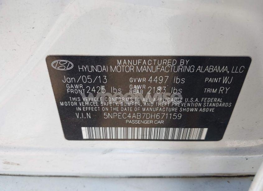 Photo 9 of 2013 Hyundai Sonata LIMITED 2.0T (VIN 5NPEC4AB7DH671159)