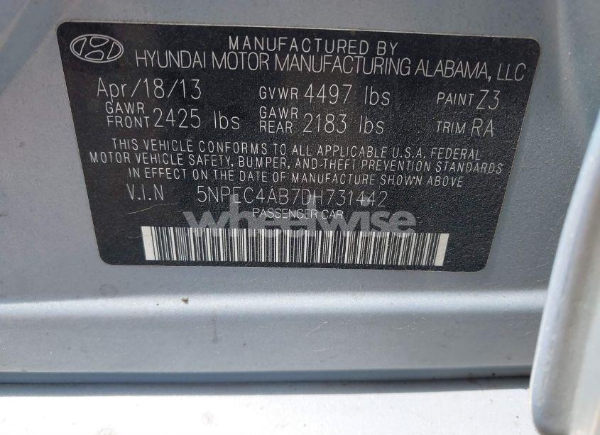 Photo 9 of 2013 Hyundai Sonata LIMITED 2.0T (VIN 5NPEC4AB7DH731442)
