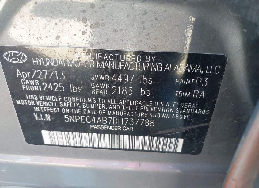 Photo 9 of 2013 Hyundai Sonata SE 2.0T (VIN 5NPEC4AB7DH737788)