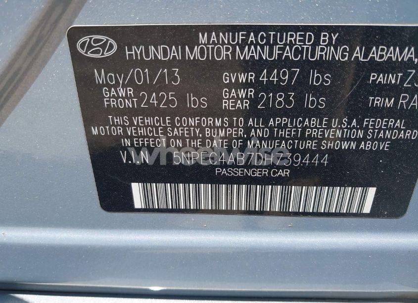 Photo 9 of 2013 Hyundai Sonata LIMITED 2.0T (VIN 5NPEC4AB7DH739444)