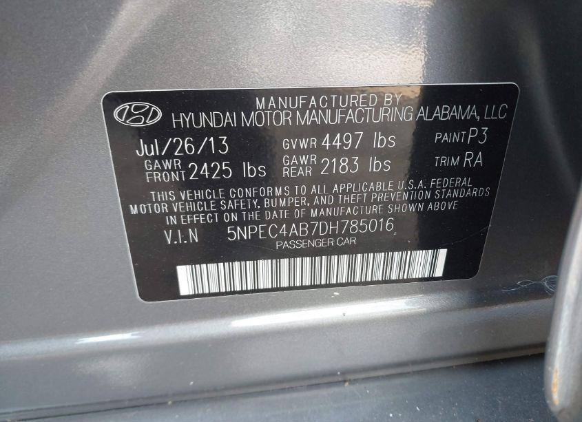 Photo 9 of 2013 Hyundai Sonata SE 2.0T (VIN 5NPEC4AB7DH785016)