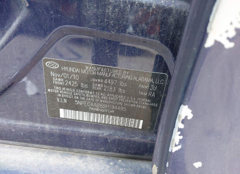 Photo 9 of 2011 Hyundai Sonata LIMITED 2.0T (VIN 5NPEC4AB8BH194495)