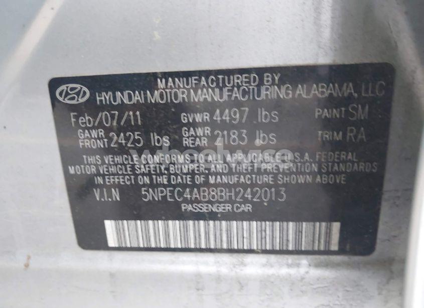 Photo 9 of 2011 Hyundai Sonata LIMITED 2.0T (VIN 5NPEC4AB8BH242013)