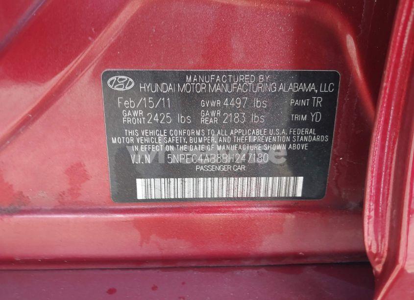 Photo 9 of 2011 Hyundai Sonata LIMITED 2.0T (VIN 5NPEC4AB8BH247180)