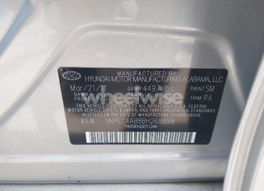 Photo 9 of 2011 Hyundai Sonata SE 2.0T (VIN 5NPEC4AB8BH268899)