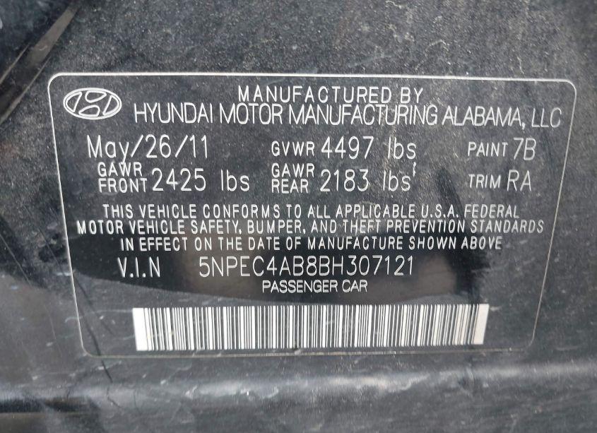 Photo 9 of 2011 Hyundai Sonata LIMITED 2.0T (VIN 5NPEC4AB8BH307121)