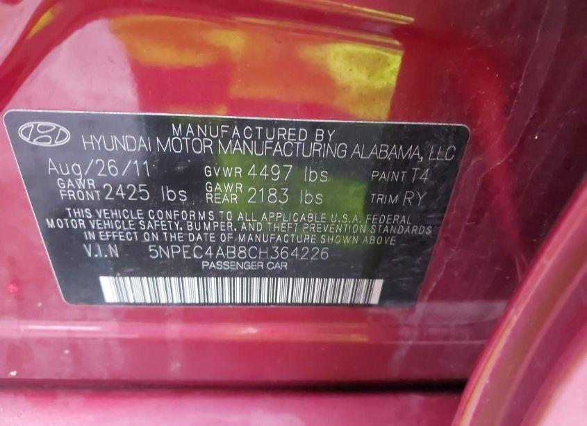 Photo 9 of 2012 Hyundai Sonata SE 2.0T (VIN 5NPEC4AB8CH364226)