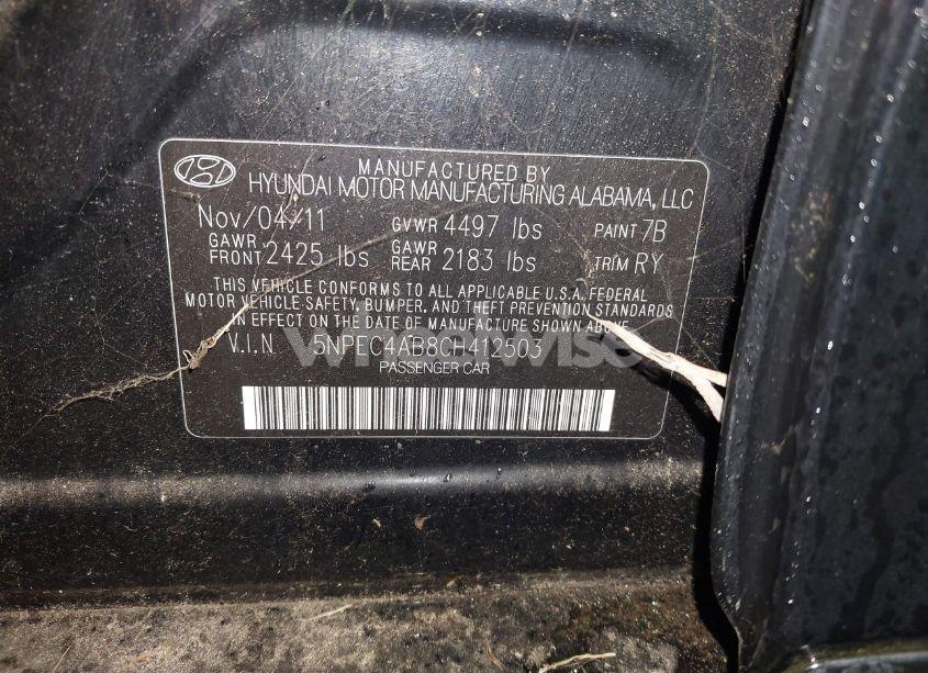 Photo 9 of 2012 Hyundai Sonata LIMITED 2.0T (VIN 5NPEC4AB8CH412503)