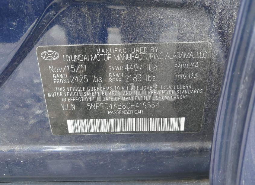 Photo 9 of 2012 Hyundai Sonata SE 2.0T (VIN 5NPEC4AB8CH419564)