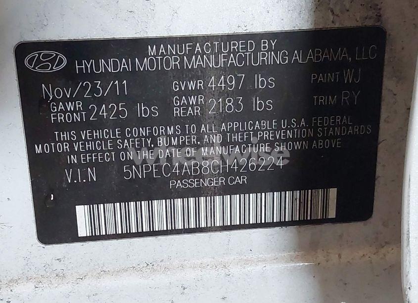 Photo 9 of 2012 Hyundai Sonata SE 2.0T (VIN 5NPEC4AB8CH426224)
