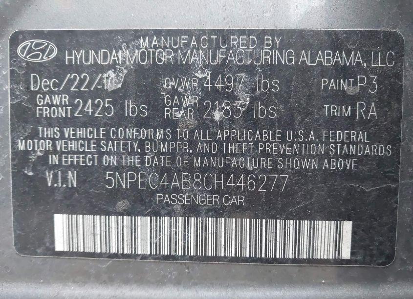 Photo 9 of 2012 Hyundai Sonata SE 2.0T (VIN 5NPEC4AB8CH446277)