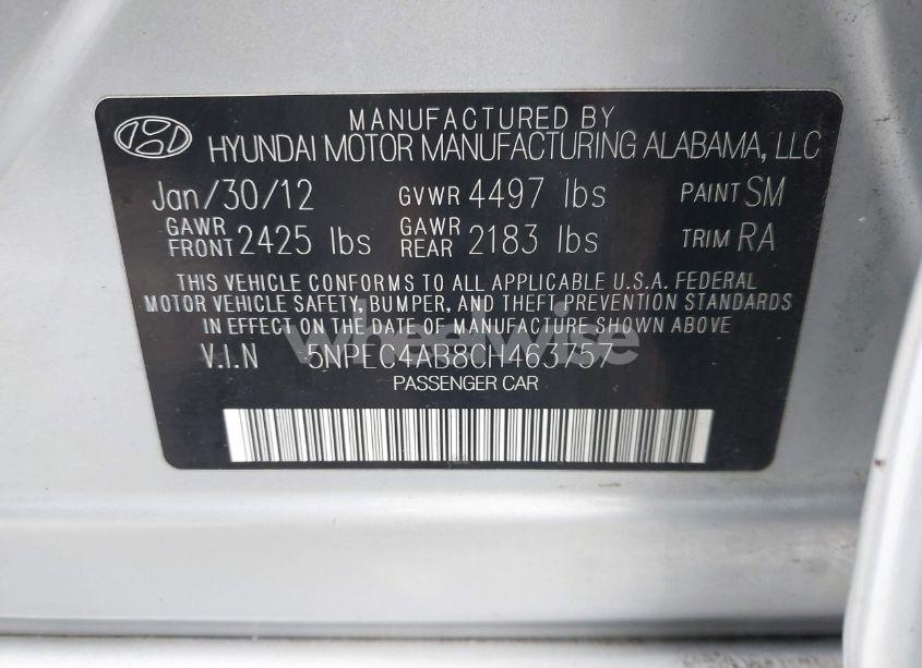 Photo 9 of 2012 Hyundai Sonata SE 2.0T (VIN 5NPEC4AB8CH463757)