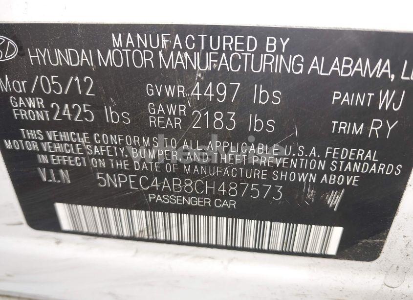 Photo 9 of 2012 Hyundai Sonata LIMITED 2.0T (VIN 5NPEC4AB8CH487573)