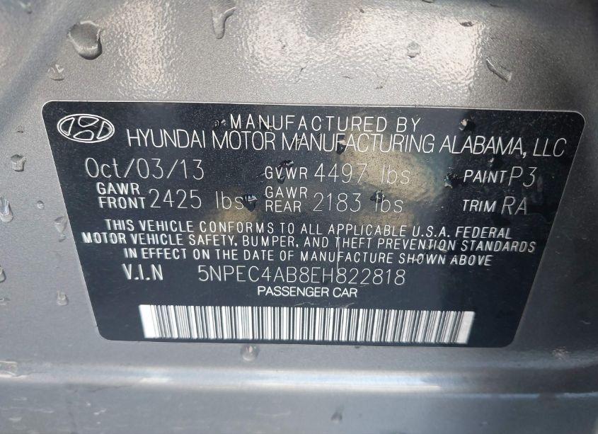 Photo 9 of 2014 Hyundai Sonata LIMITED 2.0T (VIN 5NPEC4AB8EH822818)