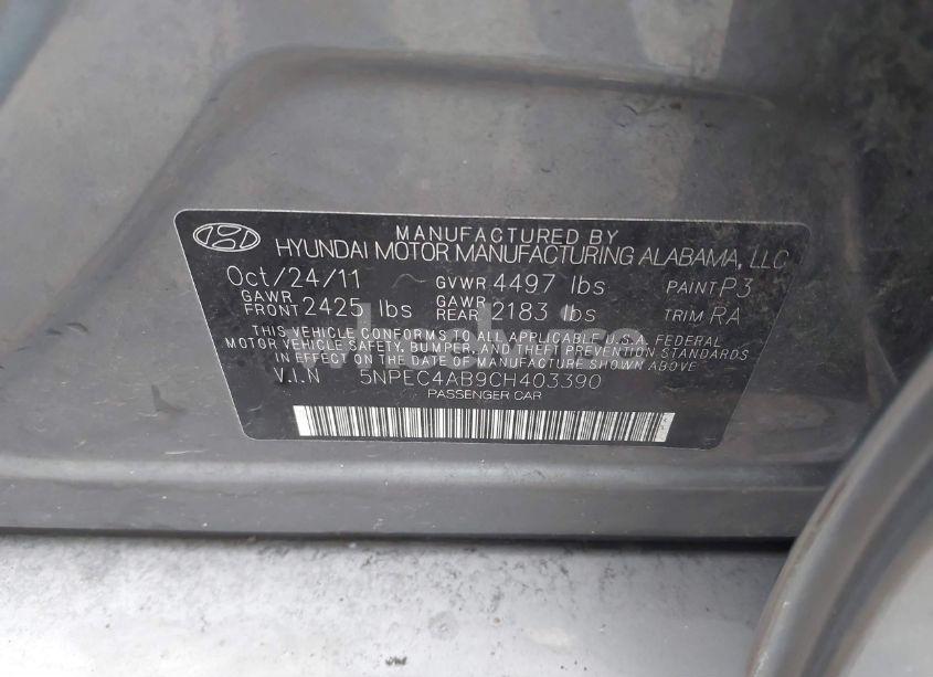 Photo 9 of 2012 Hyundai Sonata SE 2.0T (VIN 5NPEC4AB9CH403390)
