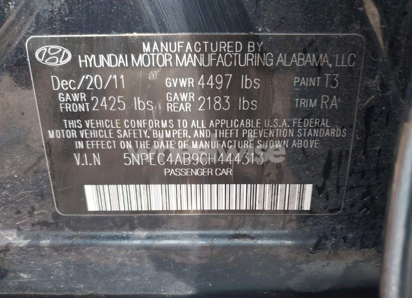 Photo 9 of 2012 Hyundai Sonata SE 2.0T (VIN 5NPEC4AB9CH444313)