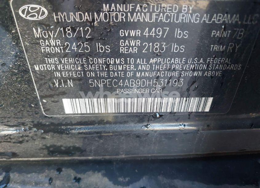 Photo 9 of 2013 Hyundai Sonata SE 2.0T (VIN 5NPEC4AB9DH531193)